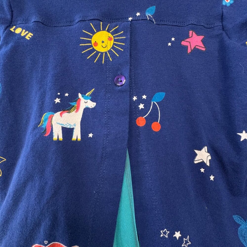 MIM-PI Unicorn & Rainbow Dress Girls 3 98 Tulle Skirt Peter Pan Collar Toddler - Picture 5 of 9